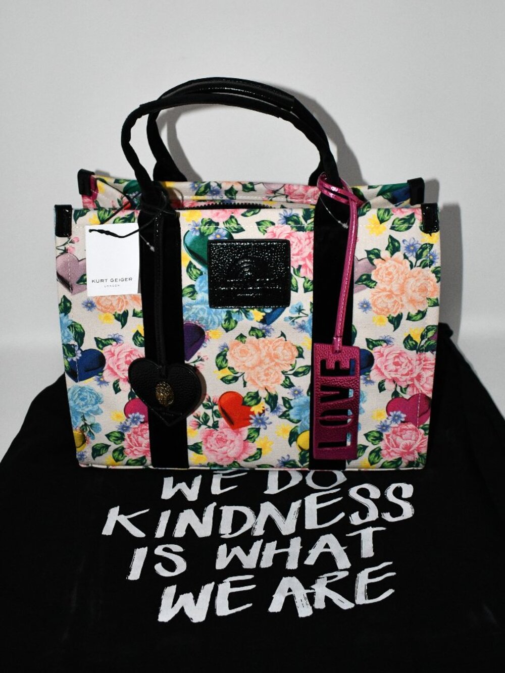 Kurt Geiger Southbank Floral Love Tote Handle Bag in Multi Floral #5033505609 NW - Picture 3 of 9